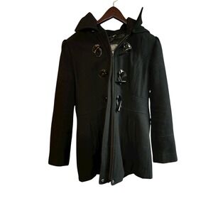 Guess Black Hooded Toggle Coat Women Casual Winter Warm‎ Jacket